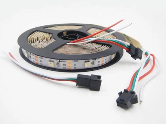 DC 5V SK6812 Individually Addressable LED Strip Light 5050 RGBW 16.4 Feet (500cm) 30LED/Meter LED Pixel Flexible Tape White PCB