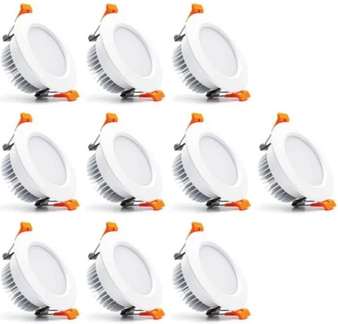 10 Pack 5W Dimmable Antifog LED Downlight CRI80 Flat Diffuser Ceiling Light -2.56'' Cutout