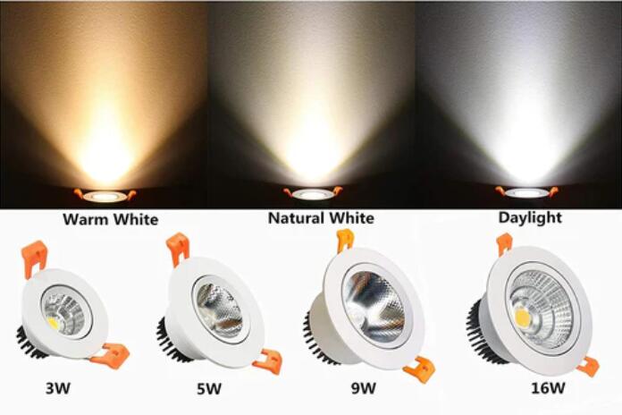5W Dimmable COB LED Downlight Light Cut-out 2.5in (65mm) 60 Beam Angle 50W Halogen Bulbs Equivalent