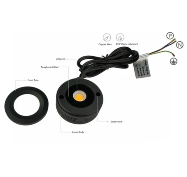 2Pack 5W Waterproof LED Puck Light IP65 Rated LED Undercabinet Light Dimmable Outdoor LED Wall Light