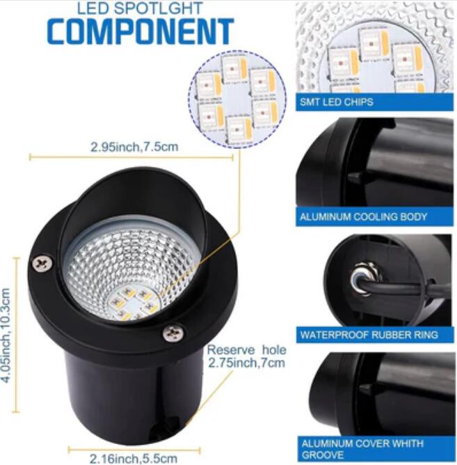 5Watt Low Voltage RGBWW (RGB and 3000K Warm White) LED Well Lights Anti-glare Landscape Lighting IP65 Waterproof Outdoor 12V-24V Ground Lights for Garden Yard Driveway(8Pack)