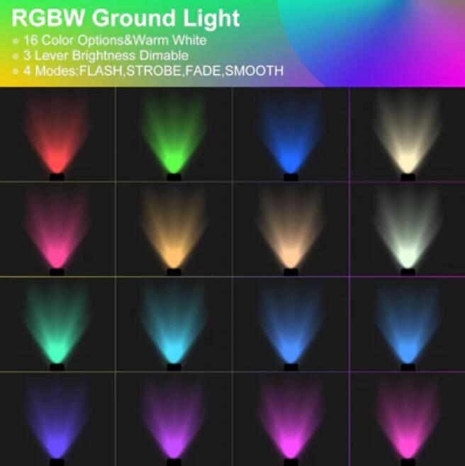 5Watt Low Voltage RGBWW (RGB and 3000K Warm White) LED Well Lights Anti-glare Landscape Lighting IP65 Waterproof Outdoor 12V-24V Ground Lights for Garden Yard Driveway(8Pack)