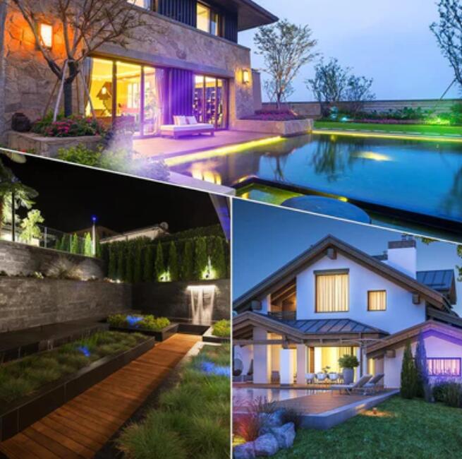 5Watt Low Voltage RGBWW (RGB and 3000K Warm White) LED Well Lights Anti-glare Landscape Lighting IP65 Waterproof Outdoor 12V-24V Ground Lights for Garden Yard Driveway(8Pack)