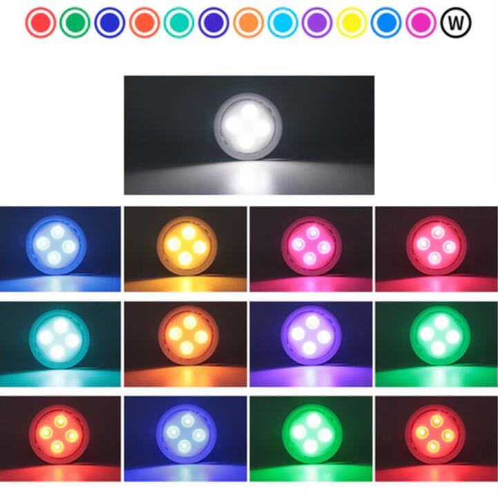6 Pack LED Puck Lights, Black Finsih with Remote, RGBW Color Changing Under Cabinet Lights Wireless,13 Colors Changeable LED Closet Light Dimmable,AA Battery Operate Push Night Lights with Timer Function