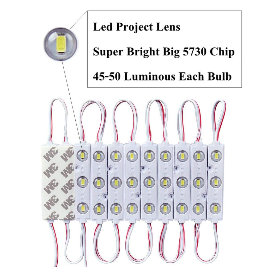 20pcs/pack LED Modules String with 5730 3 LED 160°Beam DC12V 90LM 1.5W Module Light Waterproof IP67 with Adhesive Tape Back