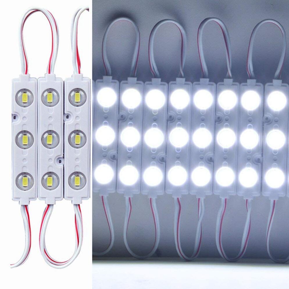 20pcs/pack LED Modules String with 5730 3 LED 160°Beam DC12V 90LM 1.5W Module Light Waterproof IP67 with Adhesive Tape Back