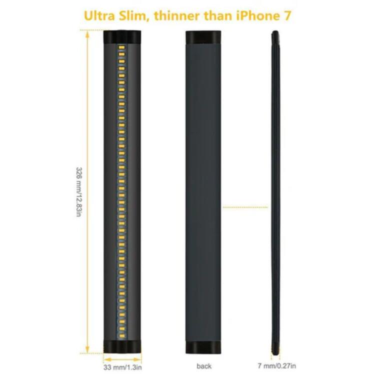 1 PACK 7mm Thick Black Finish LED Under Cabinet Lighting Dimmable Kit CRI90 300LM SMD2835 12V 5W with Dimmer & Power Supply Included