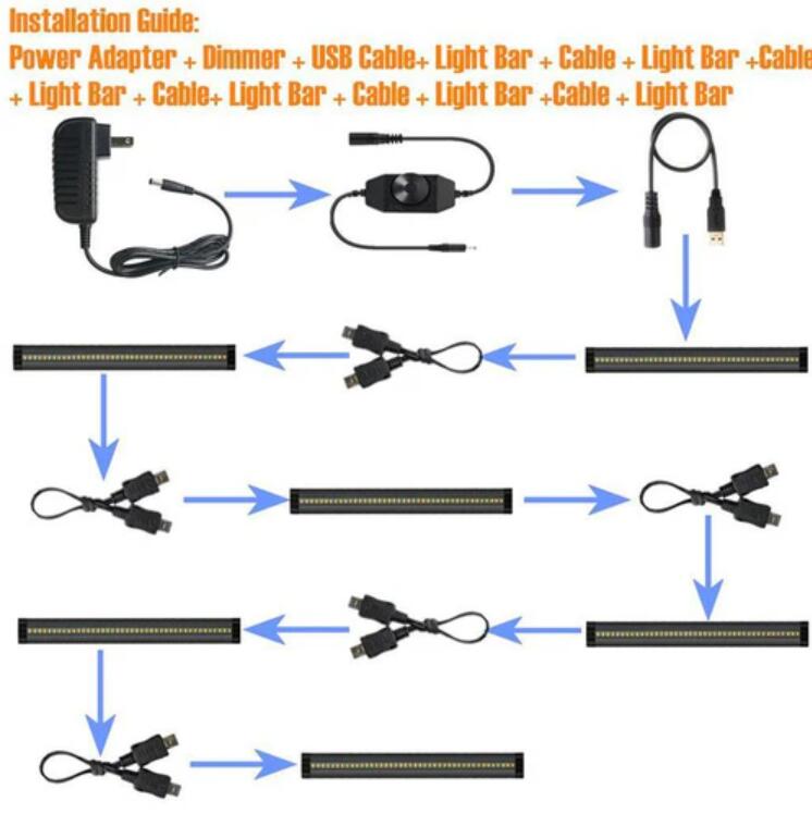 1 PACK 7mm Thick Black Finish LED Under Cabinet Lighting Dimmable Kit CRI90 300LM SMD2835 12V 5W with Dimmer & Power Supply Included