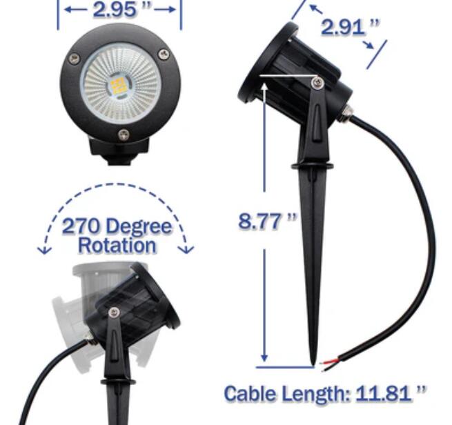 8W Warm White LED Landscape Lights 12V Waterproof Garden Pathway Lights Outdoor Spotlights