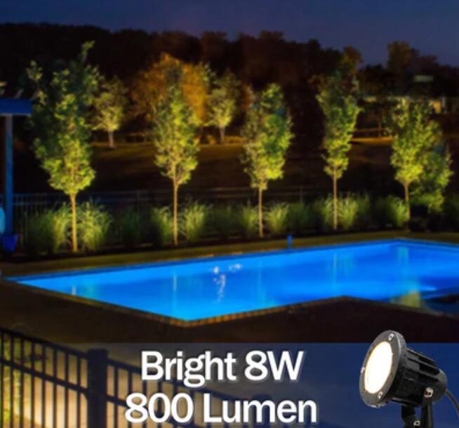 8W Warm White LED Landscape Lights 12V Waterproof Garden Pathway Lights Outdoor Spotlights