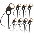 8 Pack 3W LED Landscape Lights Warm White 12V Waterproof Garden Pathway Lights Outdoor Spotlights