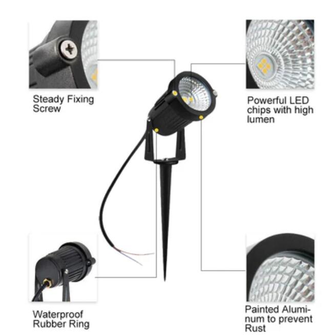 8 Pack 3W LED Landscape Lights Warm White 12V Waterproof Garden Pathway Lights Outdoor Spotlights