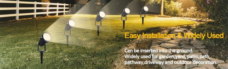 8 Pack 3W LED Landscape Lights Warm White 12V Waterproof Garden Pathway Lights Outdoor Spotlights