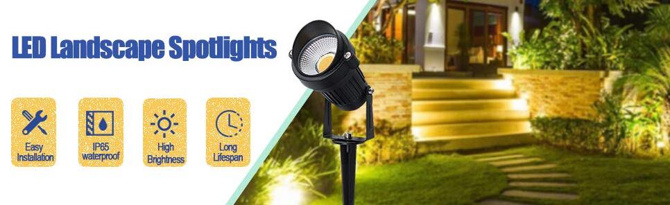 8 Pack 3W LED Landscape Lights Warm White 12V Waterproof Garden Pathway Lights Outdoor Spotlights
