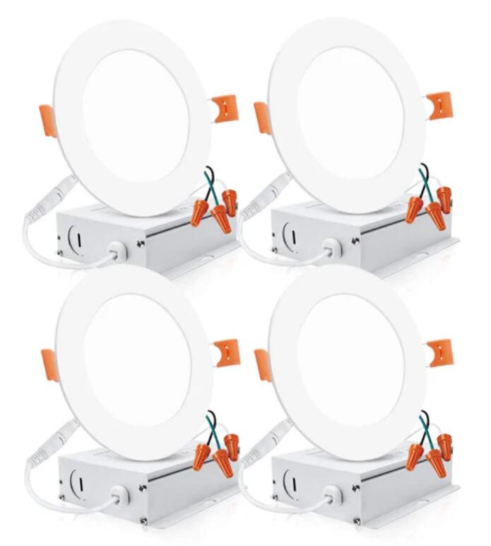 4Pack 4 Inch Ultra-Thin Recessed Ceiling Light 9W 650LM Dimmable LED Downlight Ceiling Light with Junction Box