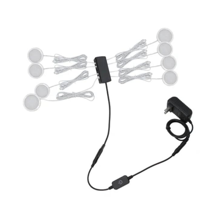 A-Series 10 Pack (10*2W) Dimmable CRI 90 LED Ultra Thin Under Cabinet Puck Lights With Dimmer & Power Adapter, All Accessories Included