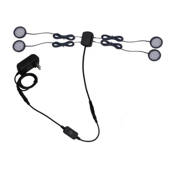 A-Series 4 Pack (4*2W) Dimmable CRI 90 Ultra Thin LED Under Cabinet Puck Lights With Dimmer & Power Adapter,All Accessories Included