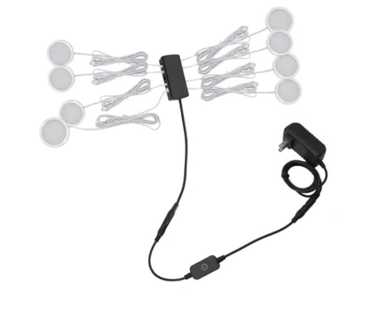 A-Series 8 Pack (8*2W) Dimmable CRI 90 Ultra Thin LED Under Cabinet Puck Lights With Dimmer & Power Adapter, All Accessories Included