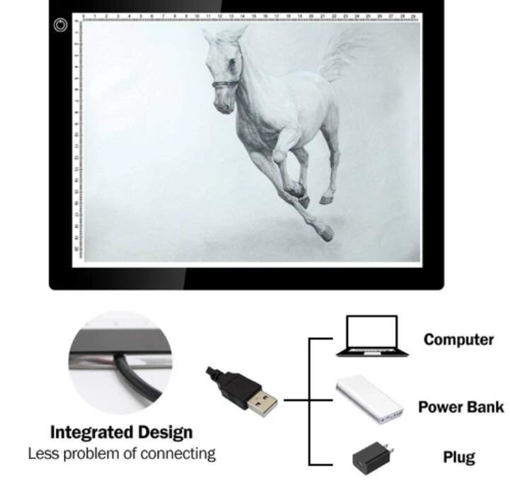 A4 LED Light Pad, Ultra Thin Portable LED Light Tracer, Full Range Dimmable with USB Power Cable