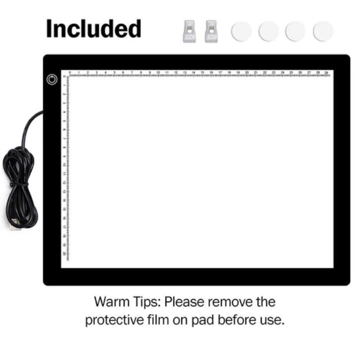 A4 LED Light Pad, Ultra Thin Portable LED Light Tracer, Full Range Dimmable with USB Power Cable