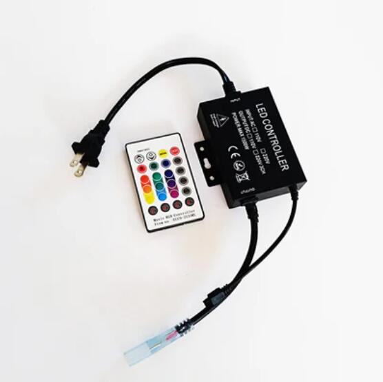 RGB LED Controller, 1500W Max High-Voltage WiFi Color Changing RGB Controller (Aluminum) with IR Remote and Music Time APP Control System for AC110-130V/ 200-240V LED Tape Rope Strip Lights