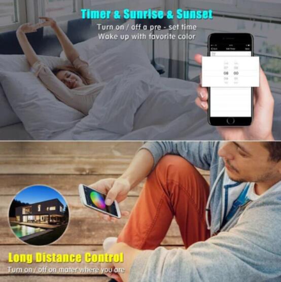 WiFi RGB LED Controller Work with Alexa Android IOS System WiFi Connected RF 24Key Remote Control