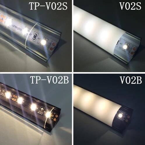 Black Corner Aluminum Profile V02 16x16mm V-Shape Curved Cover Corner Mounting LED Aluminum Profile Kit