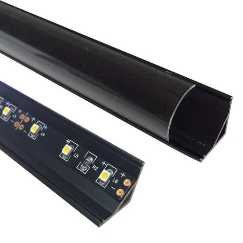 Black Corner Aluminum Profile V02 16x16mm V-Shape Curved Cover Corner Mounting LED Aluminum Profile Kit