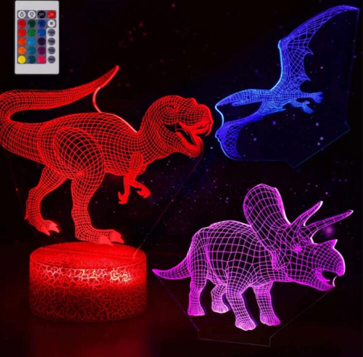 Animal Images 3D Illusion LED Night Light w/ 16 Colors Remote Touch Switch Adjustable Brightness for Kids Bedroom Decoration