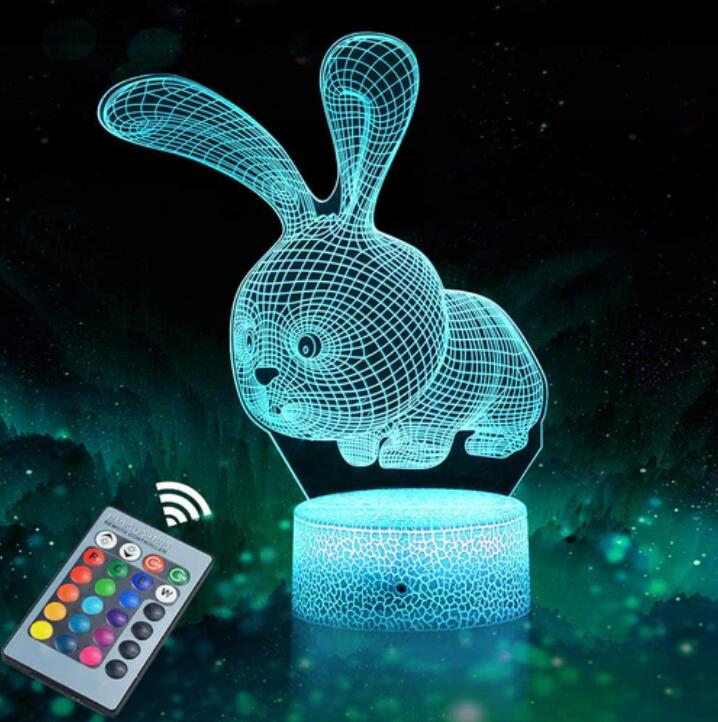 Animal Images 3D Illusion LED Night Light w/ 16 Colors Remote Touch Switch Adjustable Brightness for Kids Bedroom Decoration