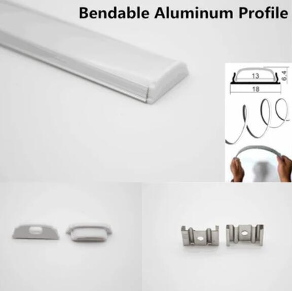 5Pack 1Meter (40'') Ultra-Thin Silver Bendable Aluminum Channel System for LED Strip Installations