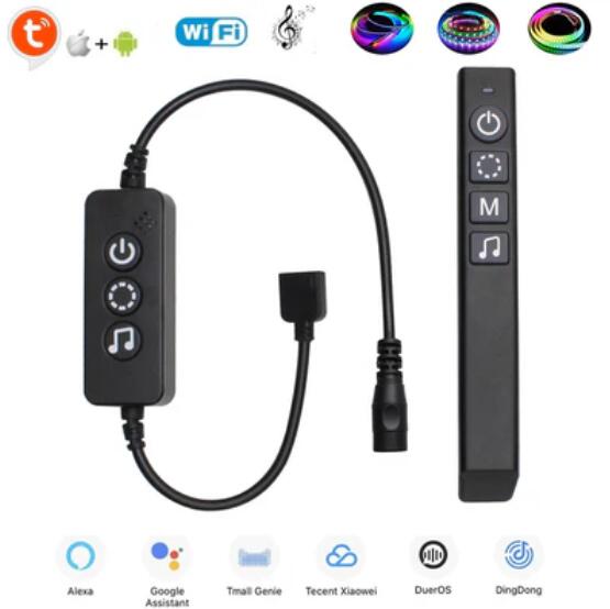 CROW WiFi RF Controller for Addressable Digital LED Lights via Tuya App, Compatible w/ Amazon Echo