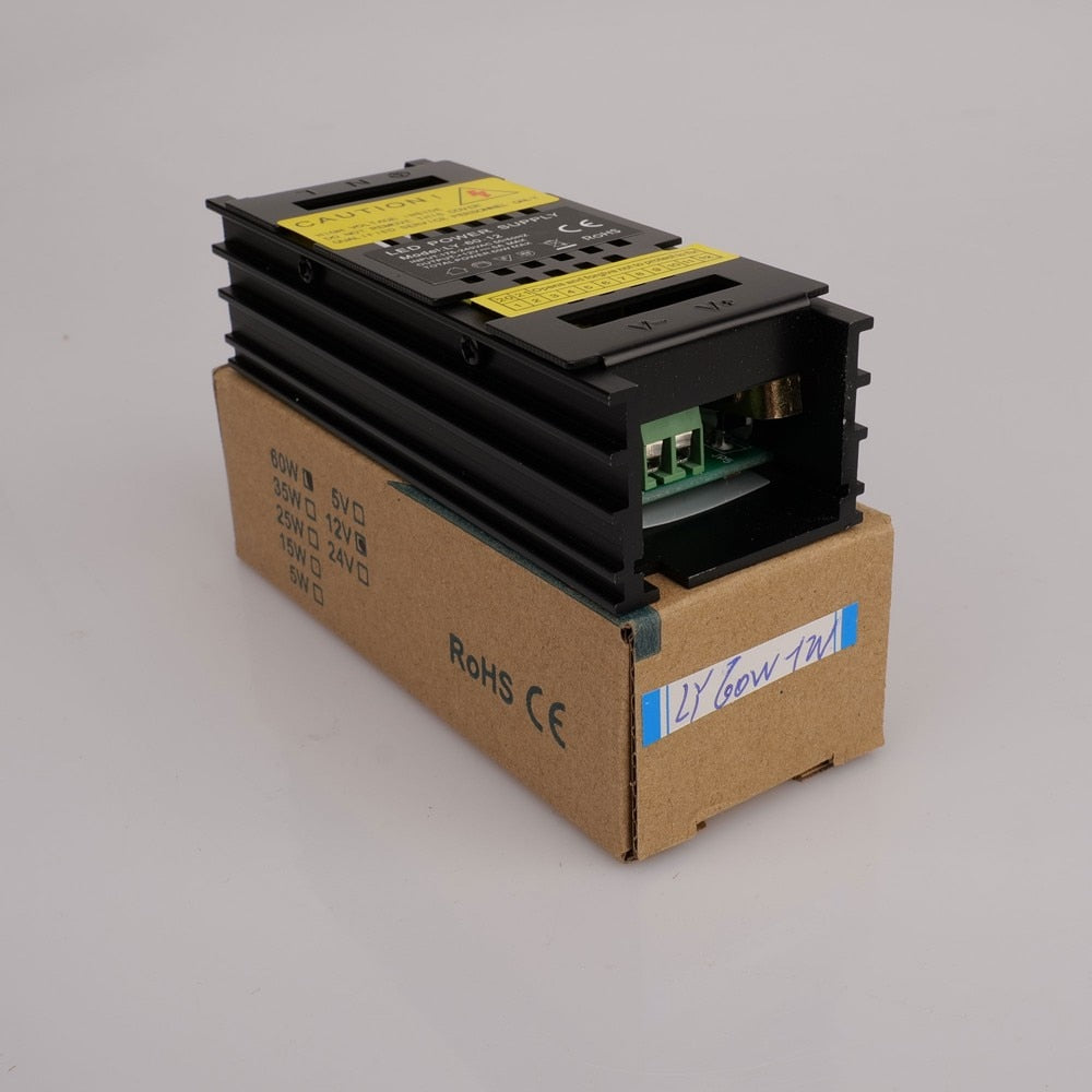 Black 12V 5A LED Power Supply 60 Watt LED Power Supplies For LED Strips LED Lighting