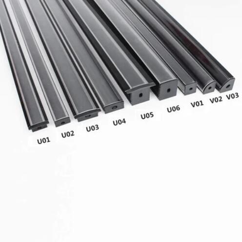 Black Aluminum Channel U06 24x24mm U Shape LED Aluminum Profile Kit for LED Strip Installation