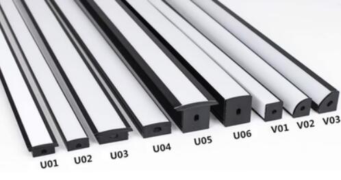 Black Aluminum Channel U06 24x24mm U Shape LED Aluminum Profile Kit for LED Strip Installation