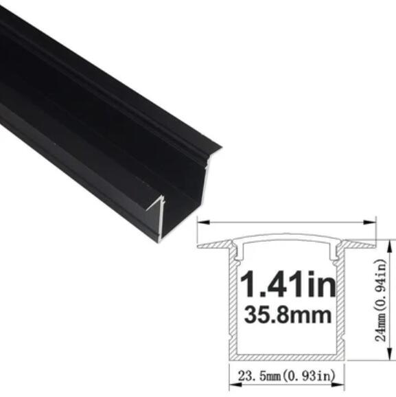 Black Aluminum Extrusion U05 36x24mm U-Shape LED Aluminum Channel System for LED Strip Installation