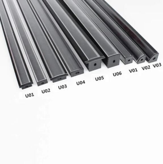 Black Aluminum Extrusion U05 36x24mm U-Shape LED Aluminum Channel System for LED Strip Installation