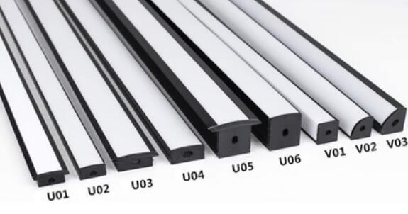Black Aluminum Extrusion U05 36x24mm U-Shape LED Aluminum Channel System for LED Strip Installation