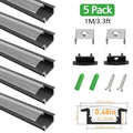 Black LED Profile U01 9x23mm U-Shape LED Aluminum Channel System