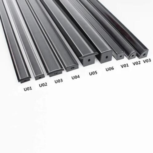 Black LED Profile U01 9x23mm U-Shape LED Aluminum Channel System