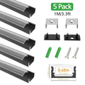 Black LED Profile U02 9x17mm U-Shape LED Aluminum Channel System