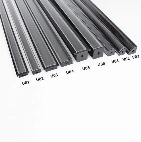 Black LED Profile U02 9x17mm U-Shape LED Aluminum Channel System
