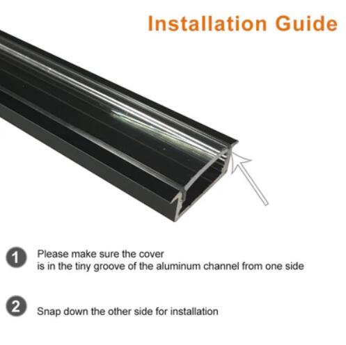 Black LED Profile U03 10x30mm U-Shape LED Aluminum Channel Kit