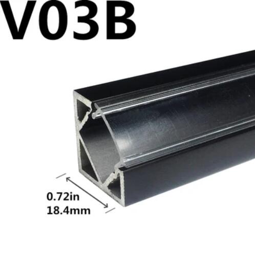 Black LED Profile V03 18x18mm V-Shape Corner LED Aluminum Channel System