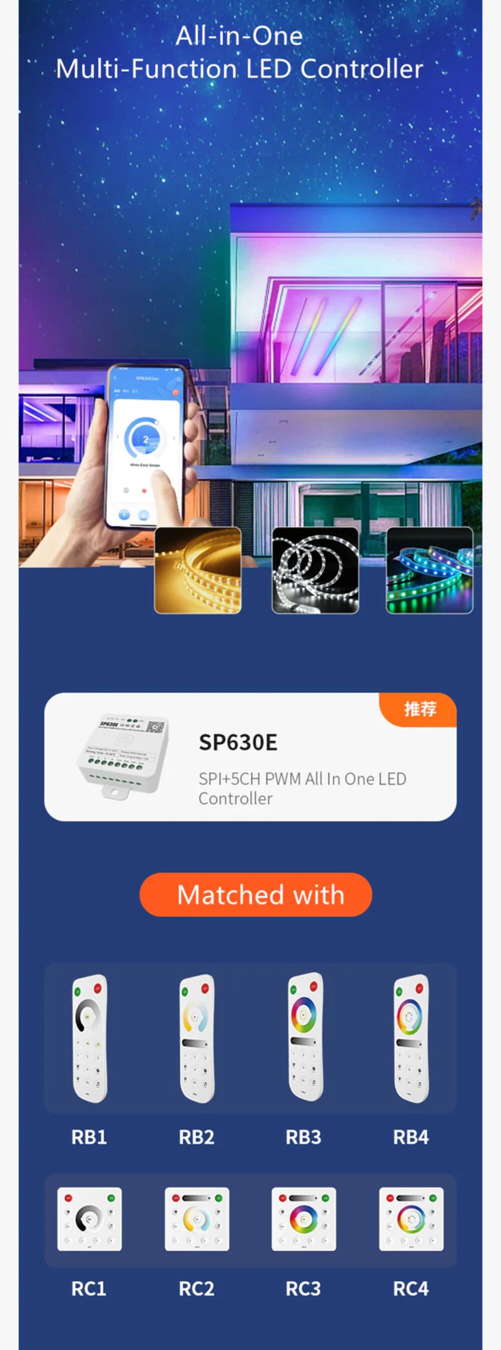 New PWM LED Controller Bluetooth Music Controller for LED Strips and LED Lights iOS/Android App Control