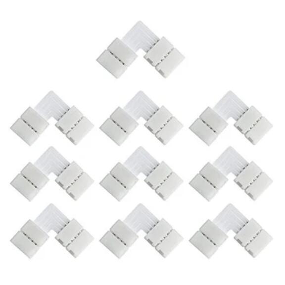 10pcs Pack Solderless Snap Down 4Conductor LED Strip Connectors for 10mm Wide SMD5050 RGB Color Flex LED Strips