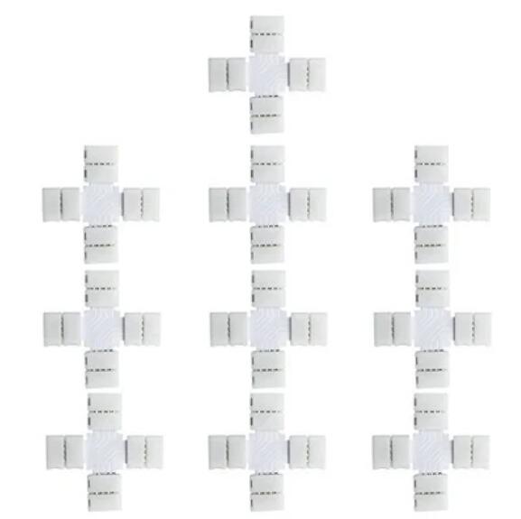 10pcs Pack Solderless Snap Down 4Conductor LED Strip Connectors for 10mm Wide SMD5050 RGB Color Flex LED Strips