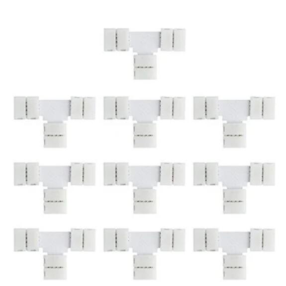 10pcs Pack Solderless Snap Down 4Conductor LED Strip Connectors for 10mm Wide SMD5050 RGB Color Flex LED Strips