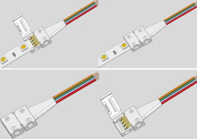 10pcs Pack Solderless Snap Down 4Conductor LED Strip Connectors for 10mm Wide SMD5050 RGB Color Flex LED Strips