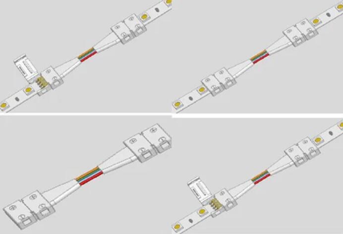 10pcs Pack Solderless Snap Down 4Conductor LED Strip Connectors for 10mm Wide SMD5050 RGB Color Flex LED Strips